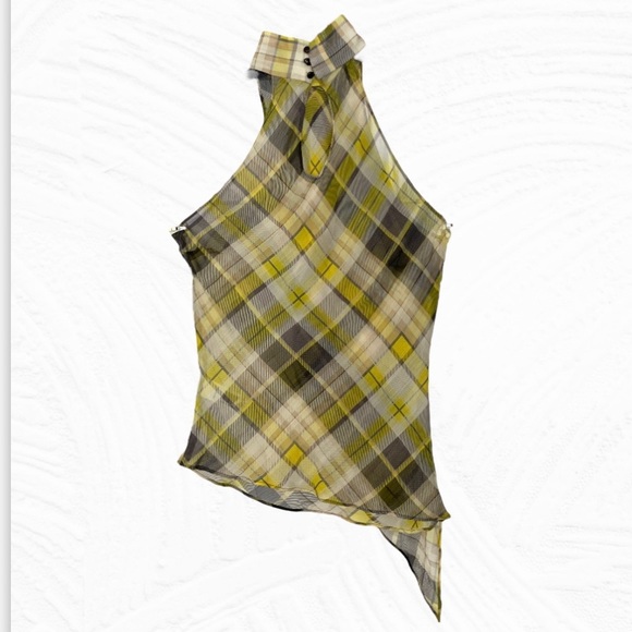 Zara Basic Yellow Plaid Sleeveless Top - Picture 2 of 3